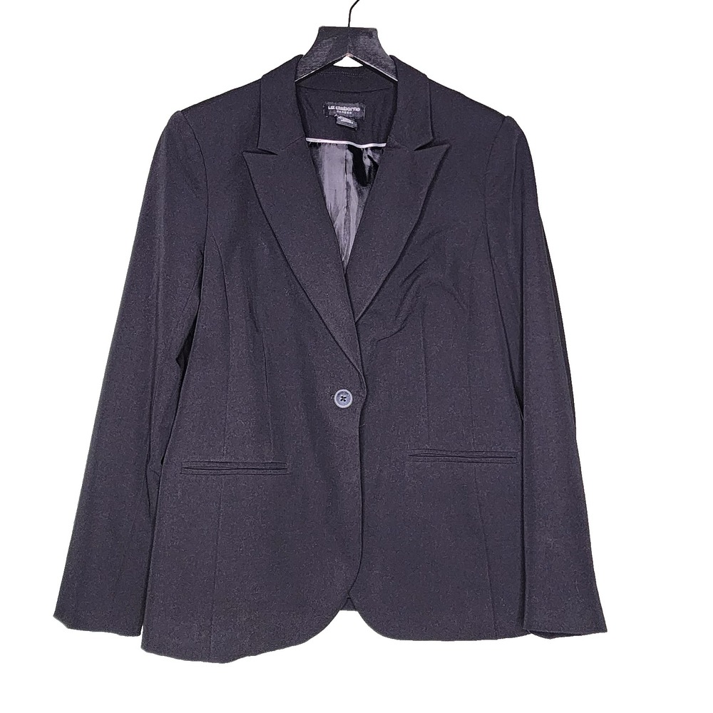 Liz Claiborne Black Blazer Lined‎ One Button Single Breasted Business Office 8